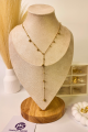 Gold 18K Y-shaped lariat necklace with polished beads, waterproof jewelry
