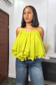 Ruffle Layered Chiffon Cami Top-Lemon