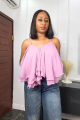 Ruffle Layered Chiffon Cami Top-Lilac